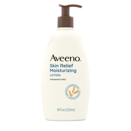 Aveeno Skin Relief Moisturizing Lotion for Very Dry Skin with Soothing Triple Oat & Shea Butter Formula  Dimethicone Skin Protectant Helps Heal Itchy  Dry Skin  Fragrance-Free  18 fl. oz