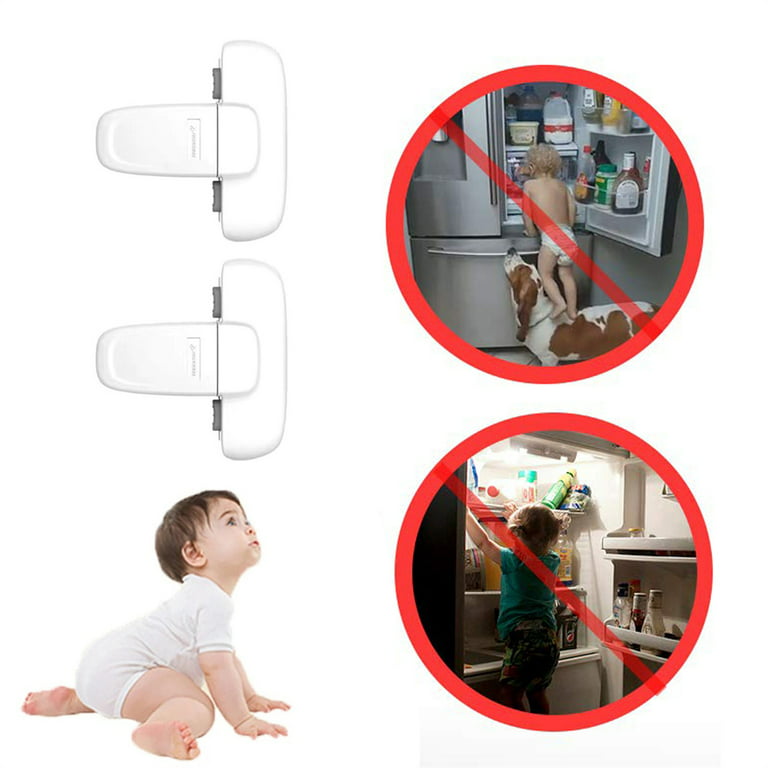 BEADNOVA Child Safety Cabinet Locks Refrigerator Lock Refrigerator Door Lock  Safety Lock Freezer Lock Child Proof Fridge Locks for Baby Safety (2 Pack,  White) - Beadnova