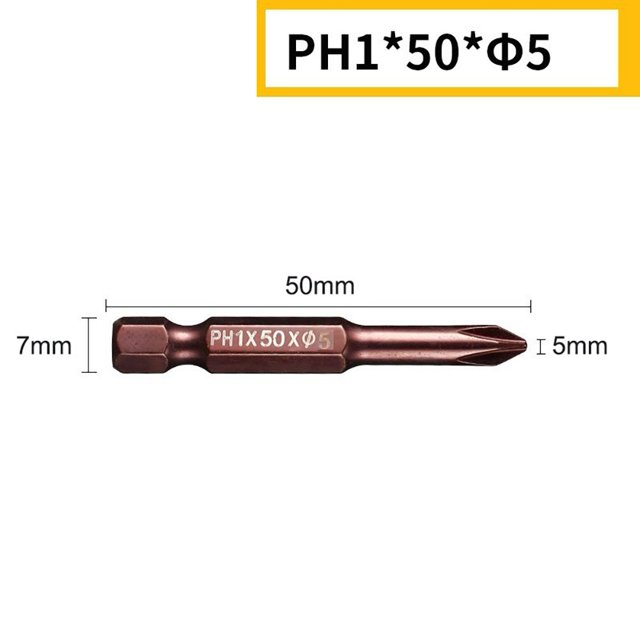 MYG 50mm 1/4inch Hex Shank Screwdriver Bit Electric Impact Drill PH00 PH0 PH1 PH2