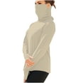 thumbnail image 3 of BiZtdJrK Sun Protection Shirts for Women and Men with Mask Lightweight Rash Guard Hiking Tops Unisex Cool Long Sleeve Ice Silk Sunscreen Blouses Beige M Gifts for Mom, 3 of 9