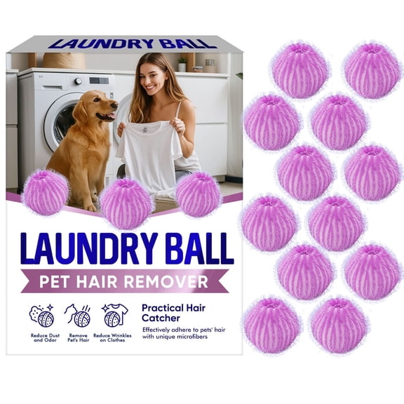 Pet Hair Remover for Laundry, Reusable Pet Hair Remover Balls for Washing Machine, Nylon Laundry Lint Catcher, 12 PCS