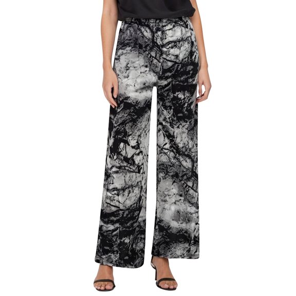 DHFJKG Bohemian Pants Women Wide Leg Flowy Palazzo Lightweight Stretchy Soft High Rise Elastic Waist Pants Casual Summer Beach Stylish Trousers