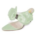 thumbnail image 4 of FSJ Women Sexy Cute Chiffon Pointed Open Toe Sandals Bow Slip On Stiletto High Heel Mules Daily Walking Party Dressy Shoes Size 13 Green, 4 of 4