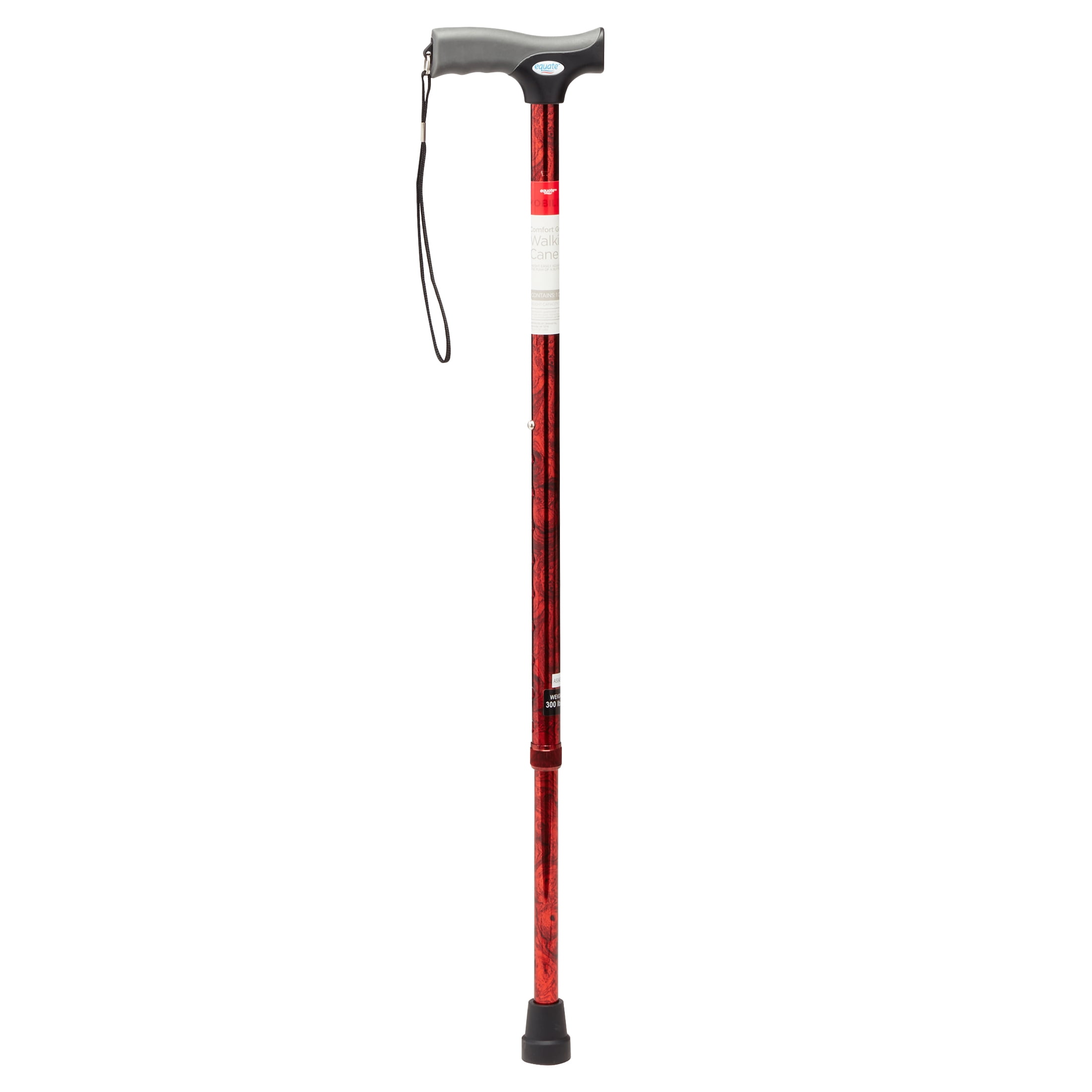 Equate Mobility Comfort Grip Cane, Red