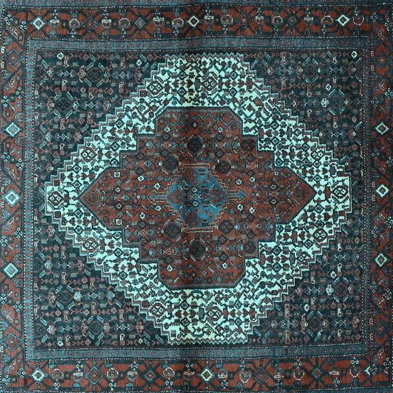 Ahgly Company Indoor Square Persian Light Blue Traditional Area Rugs, 3' Square