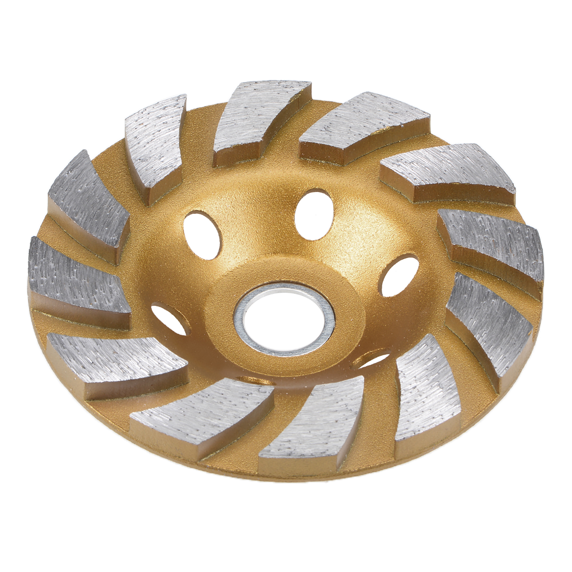 4Inch Diamond Grinding Cup Wheel Concrete Turbo for Angle Grinder 12 Seg Brass Tone