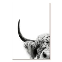 Elephant Stock Peeking Cow Ii Wall Art - Vertical Canvas Wall Art - Living Room Wall Decor - Animal Canvas - White And Gray Decor By Sisi And Seb - 30" x 45"