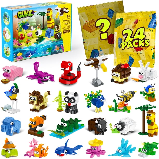 Sorpresas para fiesta Glikid: 24 paquetes de mini bloques de construcción de animales
