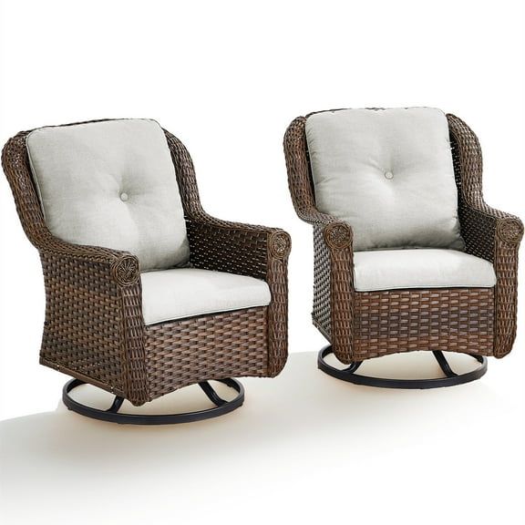 Bellefurn Patio Rocking Chairs Set of 2,Swivel Patio Chairs Outdoor Swivel Rocker With Side Table Patio Furniture Chairs Set for Porch Deck Backyard Garden