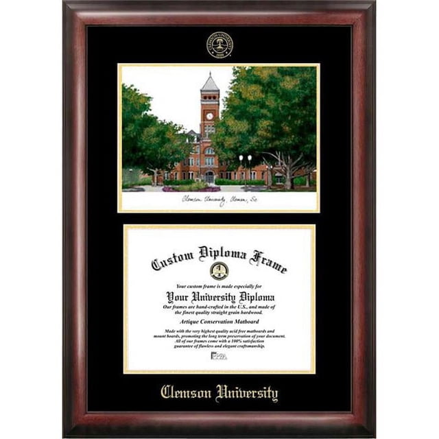Campus Images SC994LGED Clemson University Gold embossed diploma frame with Campus Images lithograph