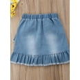 thumbnail image 3 of Licupiee Toddler Kids Girls Denim Mini Skirt Outfit Infant Baby Girl Ruffles Short Dress, 3 of 6