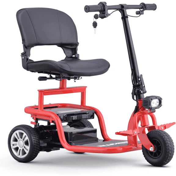 Ultra-Lightweight Foldable Mobility Scooters for Seniors & Adults,All Terrain Mobility Scooter with 300lbs,Arshin Electric Wheelchair Strong Device for Travel,10 Miles Rang & Variable Speed(Red)