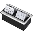 thumbnail image 2 of KYHSHJ Boîte de Sortie Électrique au Sol Double Pop-Up Kitï14œ20 Ampères Réceptacle USB en Acier Inoxydable Outletï14œ3-port RJ45 Réceptacle Datacomï14œ avec Joint Étanche IP44 Notationï14œetl Argent, 2 of 4