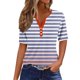 thumbnail image 2 of Fiudx Ofertas y Liquidaciones Camiseta Casual de Moda para Mujer Blusas Estampadas a Rayas Degradadas Top con Botones y Cuello En V, 2 of 5