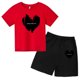 thumbnail image 3 of Conjunto de 2 piezas de camiseta y pantalones cortos para niños y adolescentes, ropa deportiva con estampado de moda coreana, conjunto de verano para bebés, manga corta, 3 a 12 años, 3 of 5