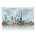 thumbnail image 1 of World Map Cutting Board, Landmarks All over Globe Eiffel Pisa Big Ben Collesium Lady Liberty and Pyramid, Decorative Tempered Glass Cutting and Serving Board, in 3 Sizes, by Ambesonne, 1 of 2