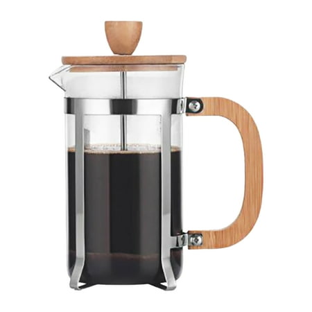 

20oz French Press Coffee Maker with Wooden Handle High-Density Filter Heat Resistant Borosilicate Glass Teapot Coffee Press
