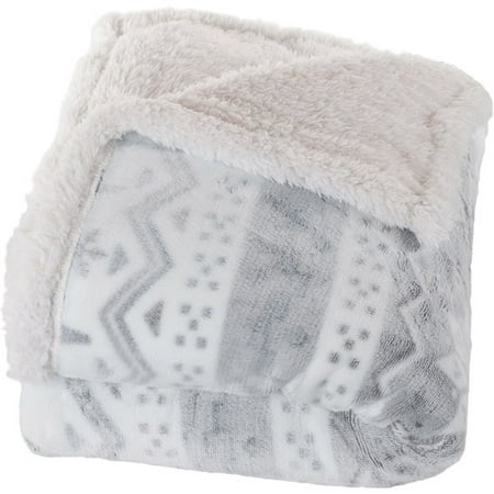 Somerset Home Fleece Sherpa Blanket Throw Blanket, Snow Flakes