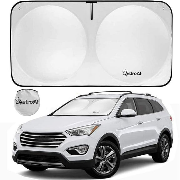 AstroAI Foldable and Portable Car Front Window Sun Shade Blocks UV Light and Sun Rays (Large 66.98 x 35.46 inches)