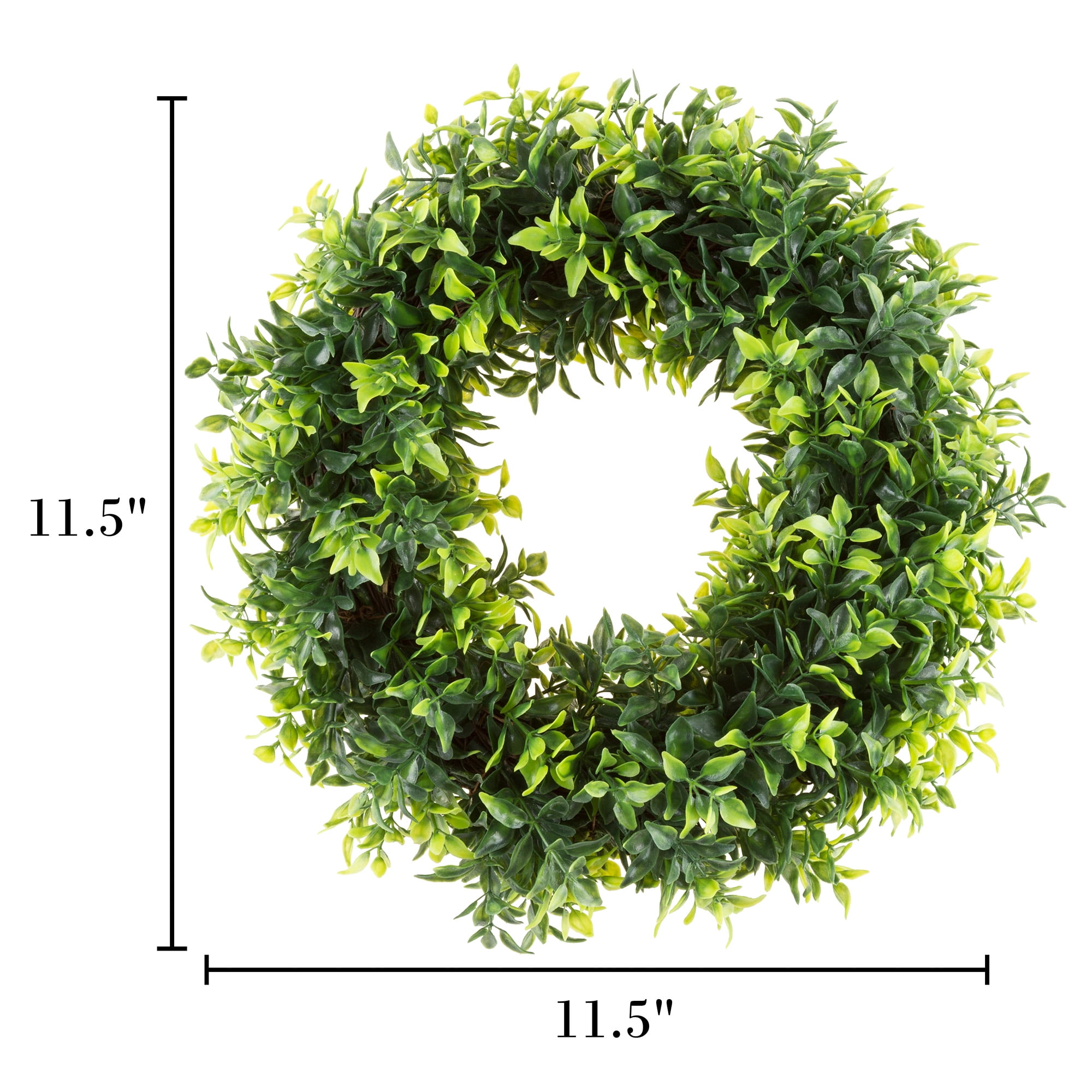 Pure Garden 11.5-inch Artificial Opal Basil Leaf Wreath for Front Door and Entryway Decor
