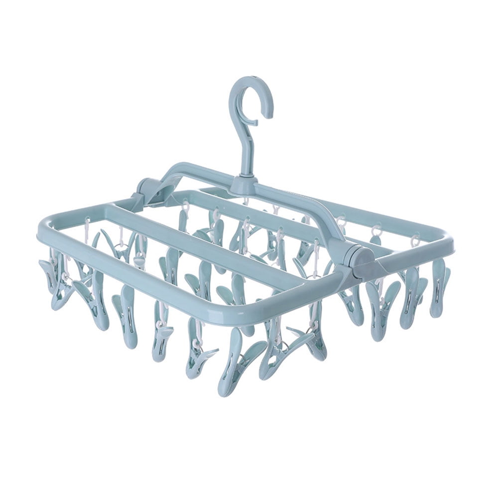 24 Clips Clothes Hanger Windproof Drying Rack Socks Underwear Home Laundry Airer 
