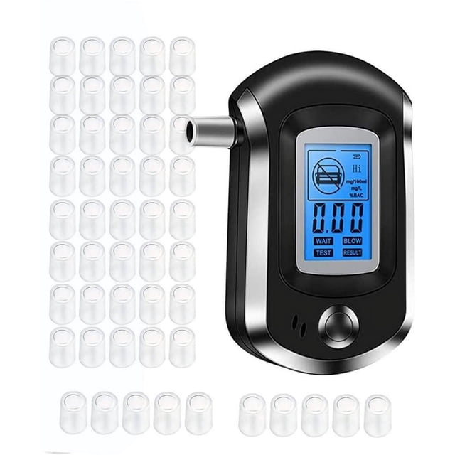 Alcoholímetro portátil FZFLZDH con aviso sonoro, pantalla LCD y apagado automático para uso doméstico. Detector de alcohol en el aliento con 50 boquillas reemplazables.