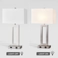 thumbnail image 4 of Touch Control Bedside Table Lamps with 2 USB Ports 3-Way Dimmable Modern Nightstand Lamp Sets Bedside Desk Lamp with Fabric Shade For Bedroom Table Living Room Reading (Nickel Base), 4 of 7