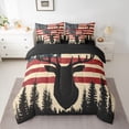 thumbnail image 2 of Homewish Safari Deer Silhouette 7-Piece Twin Bedding Sets,American Flage Pattern Bedding Comforter Set,Red Beige Black Sheet Sets For Boys Teens,Super Cozy Room Decor Reversible, 2 of 8