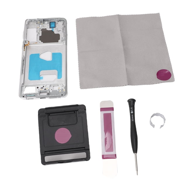 Metal Middle Frame Bezel for S21 Plus Cracked Frame Repair Kit with Tools Screwdriver, Tweezer, Stand
