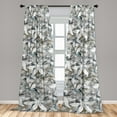 thumbnail image 2 of Tropical Window Curtains, Repetitive Pattern of Abstract Grungy Flowers Classic Ornament, Lightweight Decor 2-Panel Set with Rod Pocket, Pair of - 28"x95", Slate Brown and Pale Grey, by Ambesonne, 2 of 3