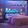 thumbnail image 3 of iSunirm Upholstered Twin Headboard with Hidden Drawer Storage, Full Size Bed Headboard with Power Outlet and LED Light, Free Standable, Sturdy and Stable Meta Frame, Noisy Free, Black, 3 of 7