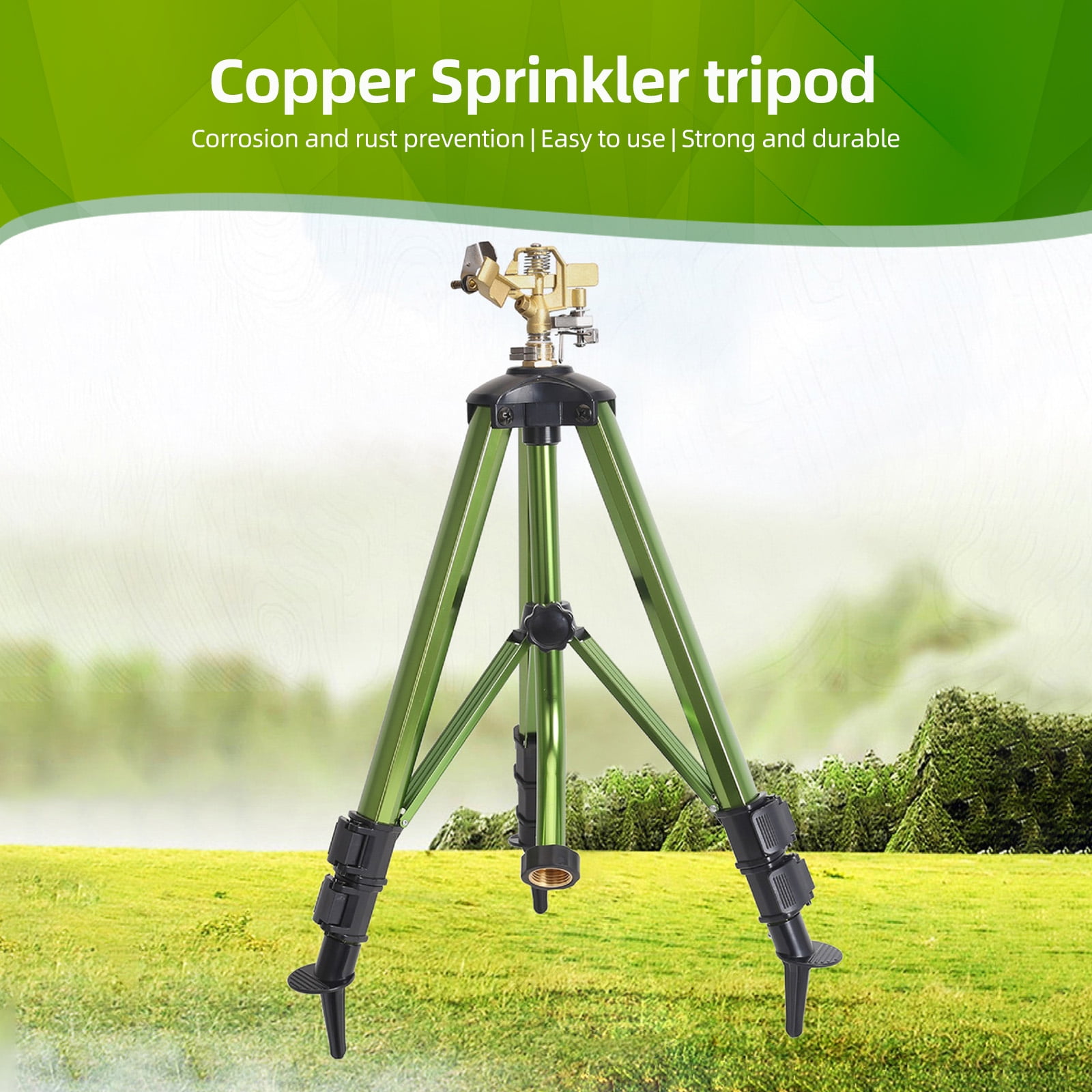 sprinklers for yard Sprinkler Impact Sprinkler on Tripod Base Heavy Duty Lawn Sprinkler 360 Degree Large Area Irrigation Brass Sprinkler Nozzle and Zinc Alloy 3/4 Inch Connector Extension Legs Flip