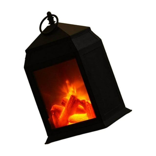 Wweixi Lanterne de Foyer Portable à DEL Sans Flamme, Lampe à Effet de Feu en Rondins pour Maison et Jardin, L Carré