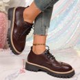 thumbnail image 7 of Women’s Platform Shoes, Leather Lace‑Up Chunky Lug Sole Loafers, Round‑Toe Casual Dress Shoes, 7 of 7