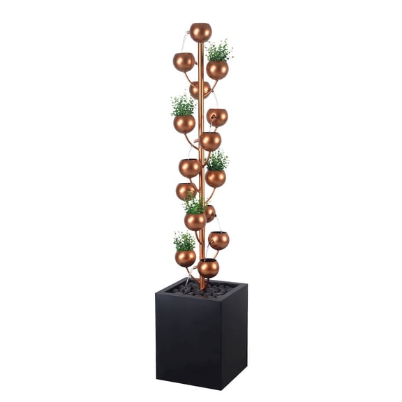 Outdoor Metal Golden Bowl Fountain with Planter