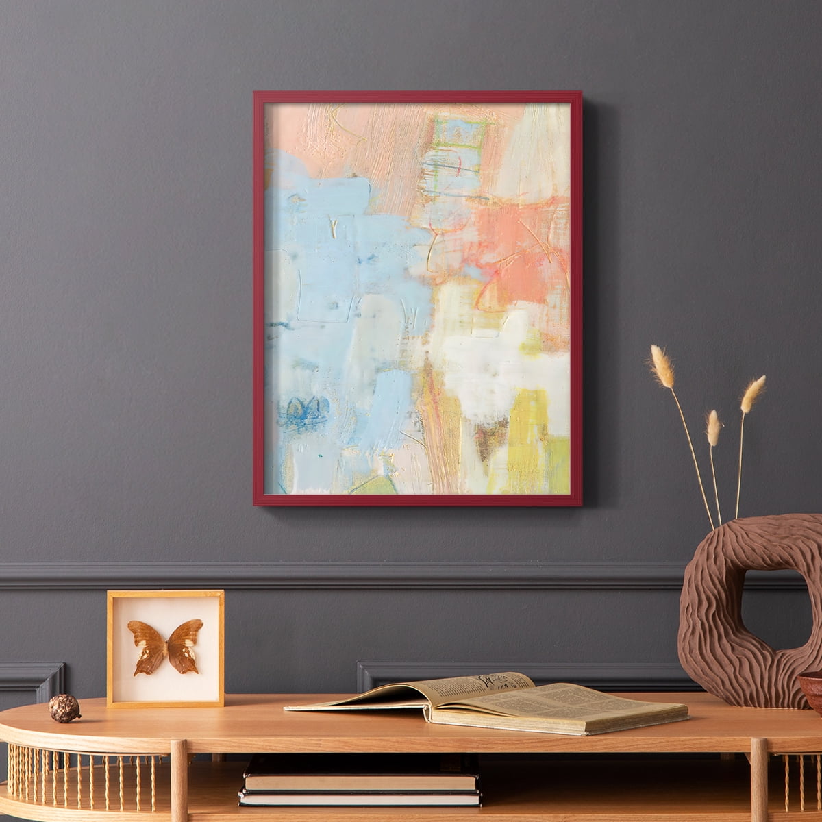 Cully I Framed Print in Red Solid Wood Framed Print No Nail Hanging