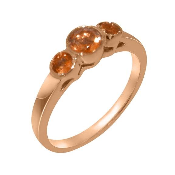 LBG British Made 14k Rose Gold Natural Citrine Womens Anniversary Ring - 33 size options - Size 7.75