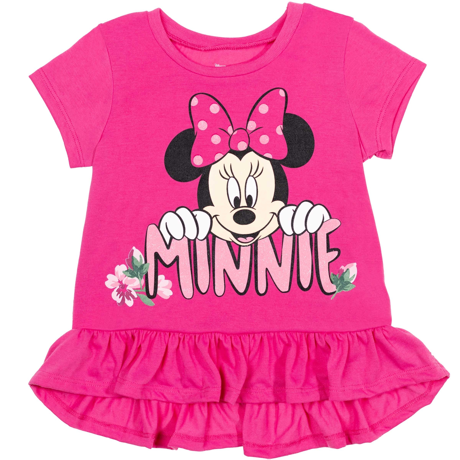Disney Minnie Mouse Toddler Girls Peplum T-Shirt Bike Shorts and Scrunchie 3 Piece Outfit Set Infant to Big Kid - image 2 of 5