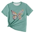thumbnail image 7 of WhouRiu Big Girls Tshirts Short Sleeve Butterfly Prints Tops Child Casual Comfy Tee Clothes Green,Sizes 10-11, 7 of 7