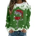 thumbnail image 1 of WEAIXIMIUNG Chandails en Molleton Grande Taille pour Femmes Mode Hiver Décontracté Rouge Verre Flocon de Neige Imprimé de Noël Col Rond Manches Longues Sweat à Capuche, 1 of 4