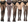 thumbnail image 1 of Paquete de 5 medias de red medias de cintura alta pantimedias altas hasta el muslo medias de red negras pantimedias, 1 of 6