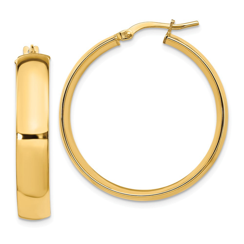 29mm Diameter 14k Tri Color Gold 2.5mm Thickness Fancy Flower Hoop Earrings 