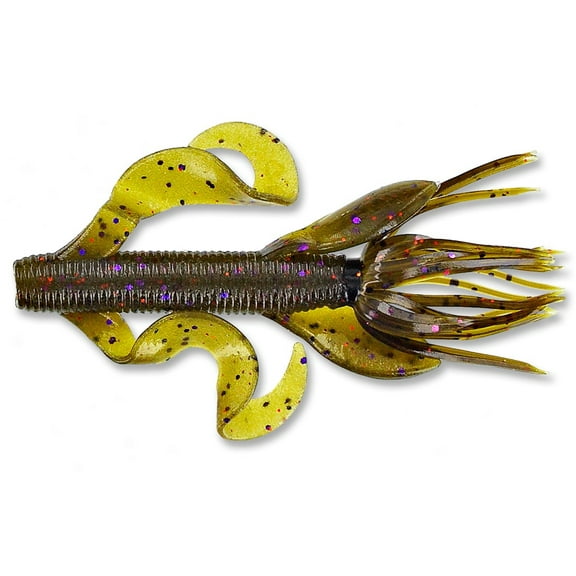 Yamamoto Baits Kreature Soft Bait, 7, 4in, Green Pumpkin with Purple & Small Cop