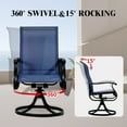 thumbnail image 6 of Patio Swivel Chairs Set of 6, Outdoor High Back Rocker Dining Chairs with All-Weather Textilene Mesh and Metal Frame, Comfortable Swivel Chairs for Patio, Garden, Deck, and Backyard (Blue), 6 of 7