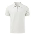 thumbnail image 5 of Krdevn Mens Shirts - Male Spring and Summer Cotton Jacquard Short Sleeve Top Solid Color Geometric Print Lapel Zipper Top,Mens Fall Shirts,Color:White,Size:3XL, 5 of 5