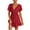 Red Womens Summer Dress, variant on USSUMA Womens Dresses Vacation, Women's Summer Dress Deep V-Neck Short Sleeve Waist Tie Ruffle Mini Swing Skater Dresses