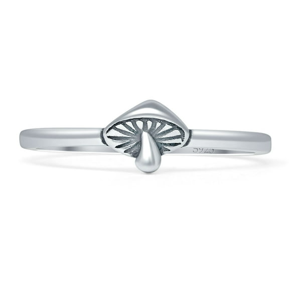 Mushroom Oxidized Band Ring 925 Sterling Silver Size 5