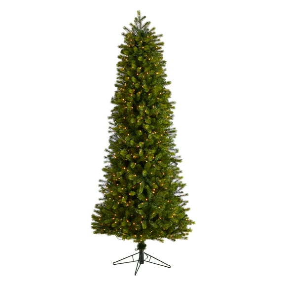 Nearly Natural 7.5ft. Slim Colorado Mountain Spruce Artificial Christmas Tree with 600 (Multifunction with Remote Control) Warm White Micro LED Lights with Instant Connect Technology and 1316 Bendable