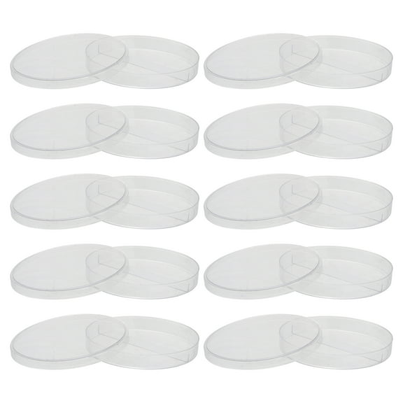 10-Pack Plastic Petri Dishes with Two Compartments for Laboratory Use, Agar Plates for Microbiology Testing