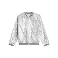 thumbnail image 3 of YUUMIN Kids Girls Metallic Hip Hop Jazz Jackets Long Sleeve Zip-up Outerwear for Performance Silver 16, 3 of 4